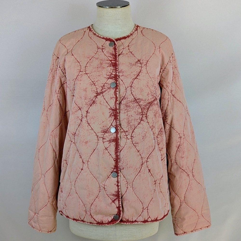 ALLSAINTS Reign Overdyed Onion Quilted Jacket Lightweight Faded Pink Wash 4 NWT - Picture 3 of 16
